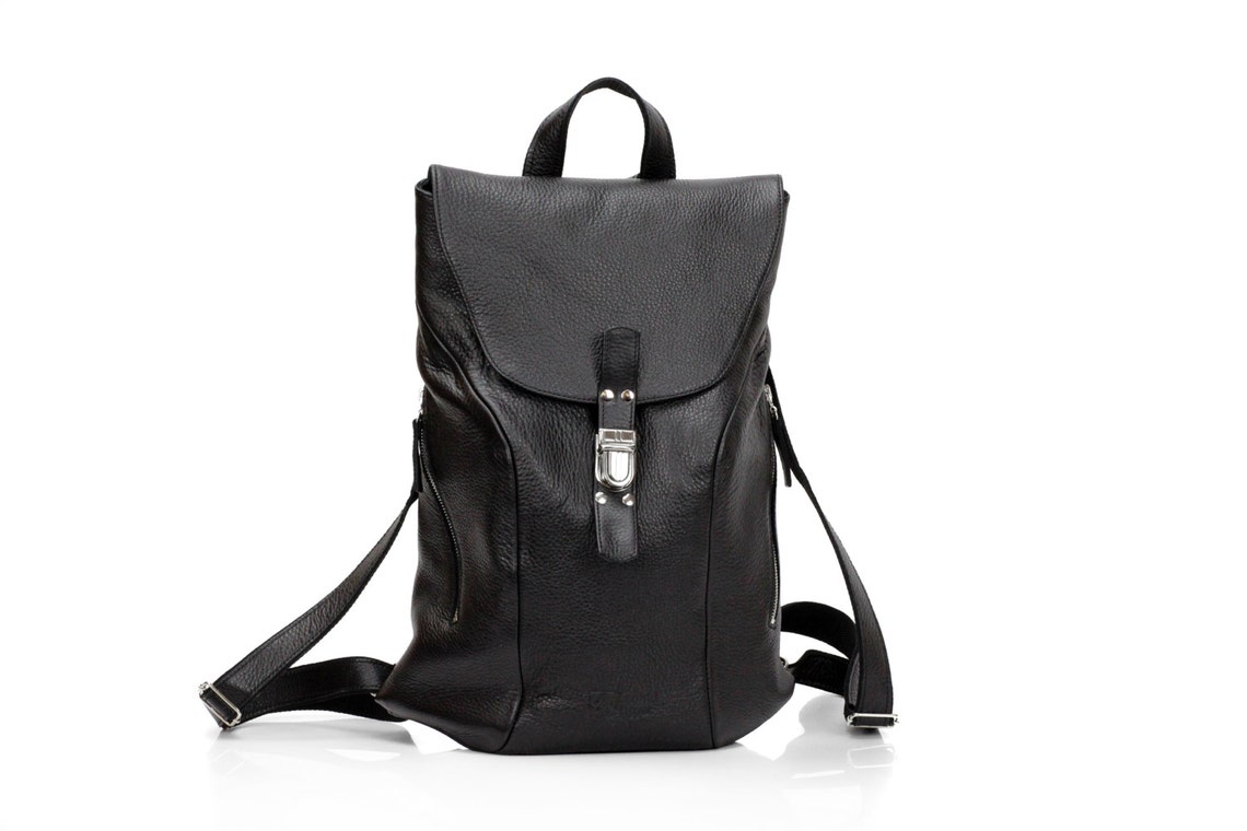 Black Leather Backpack for Women Laptop 15 Backpack Etsy