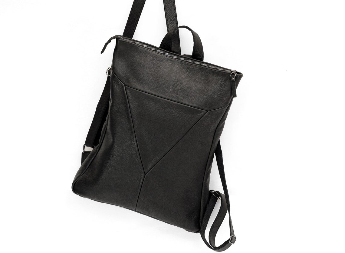 Black Leather Backpack Laptop Backpack Black Backpack Etsy