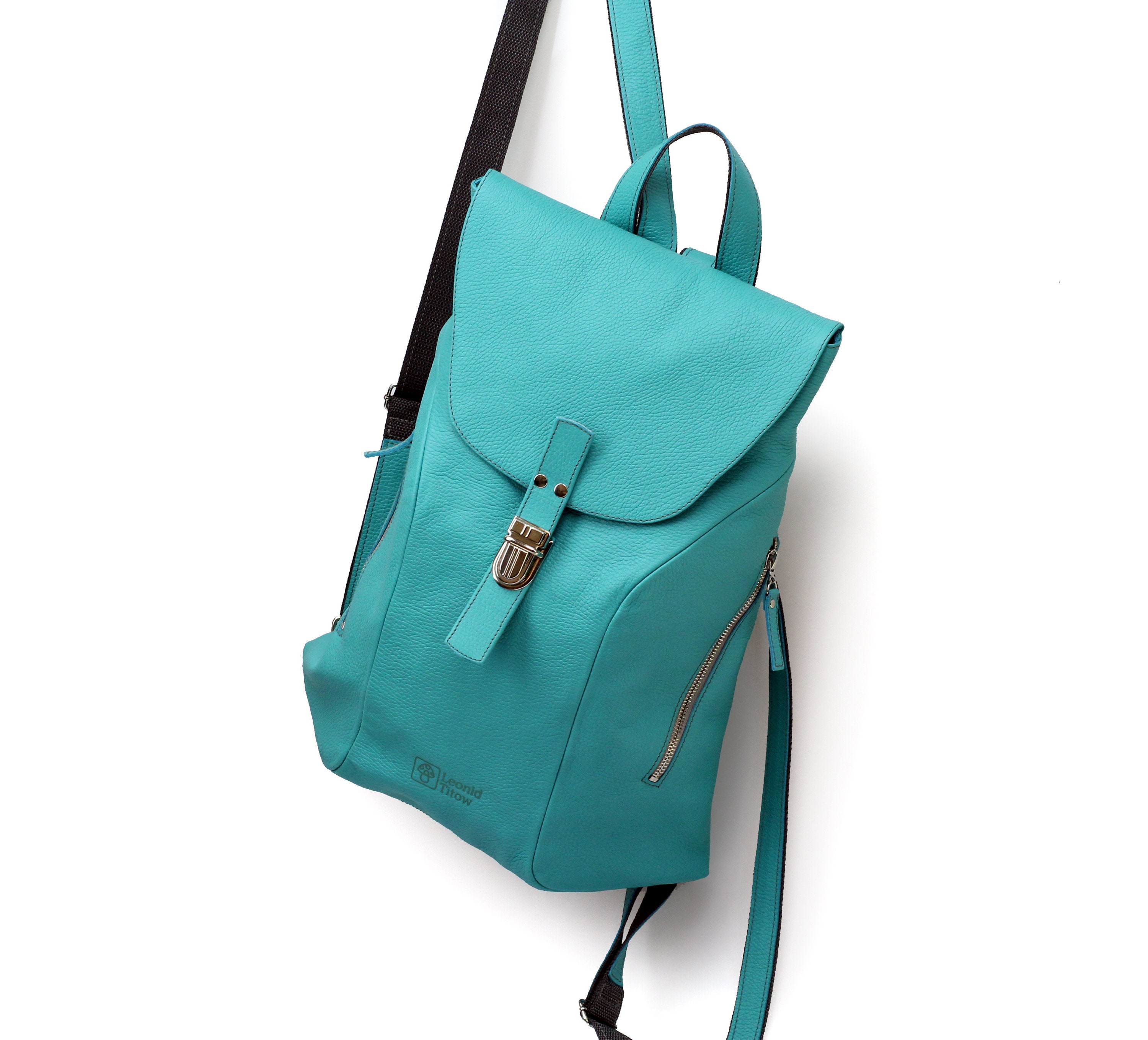 turquoise backpack purse