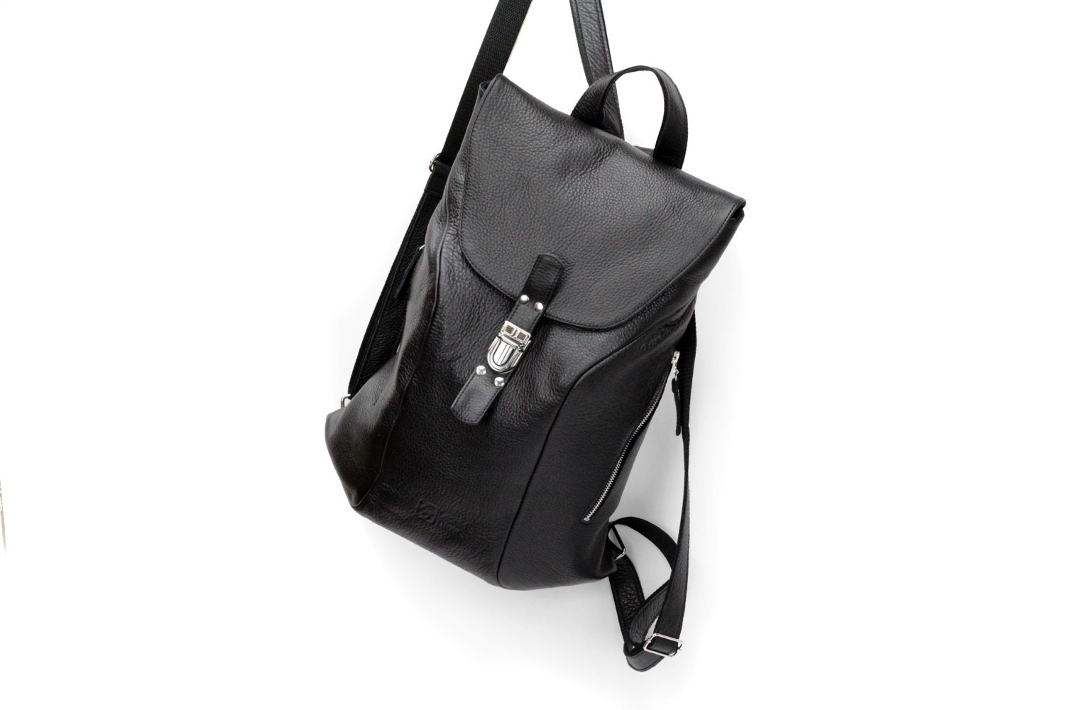 Black Leather Backpack for Women Laptop 15 Backpack Etsy