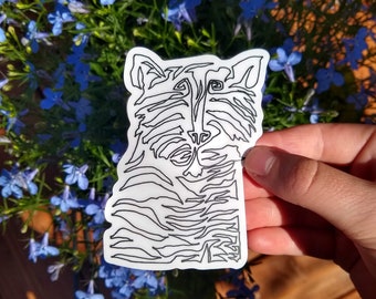 Pegatina de vinilo de tigre con arte lineal