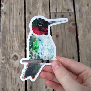 Ruby Throated Hummingbird Vinyl Sticker
