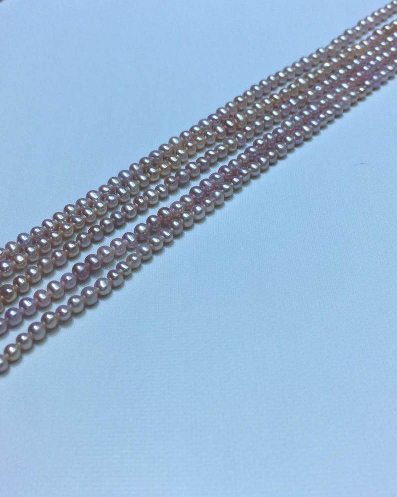 Natural Purple Pearl Necklace 2.5-3mm Freshwater Near Round Pearl Strand Cultured Pearl Beads for Earrings Bracelet ETFNS001-Pu
