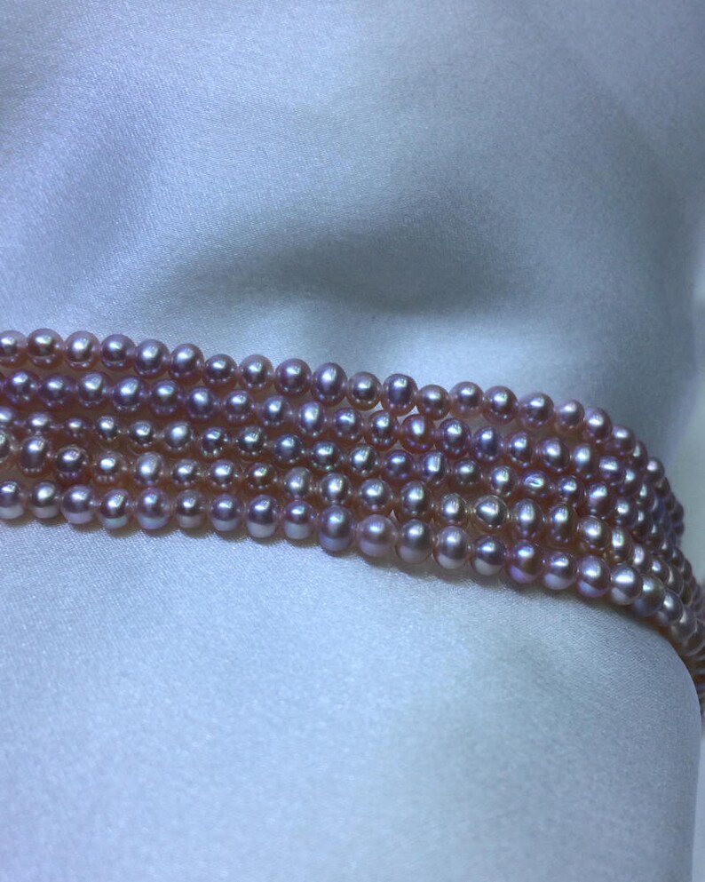 Natural Purple Pearl Necklace 2.5-3mm Freshwater Near Round Pearl Strand Cultured Pearl Beads for Earrings Bracelet ETFNS001-Pu