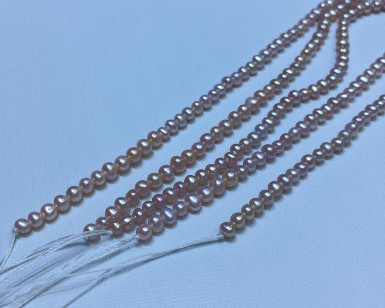 Natural Purple Pearl Necklace 2.5-3mm Freshwater Near Round Pearl Strand Cultured Pearl Beads for Earrings Bracelet ETFNS001-Pu