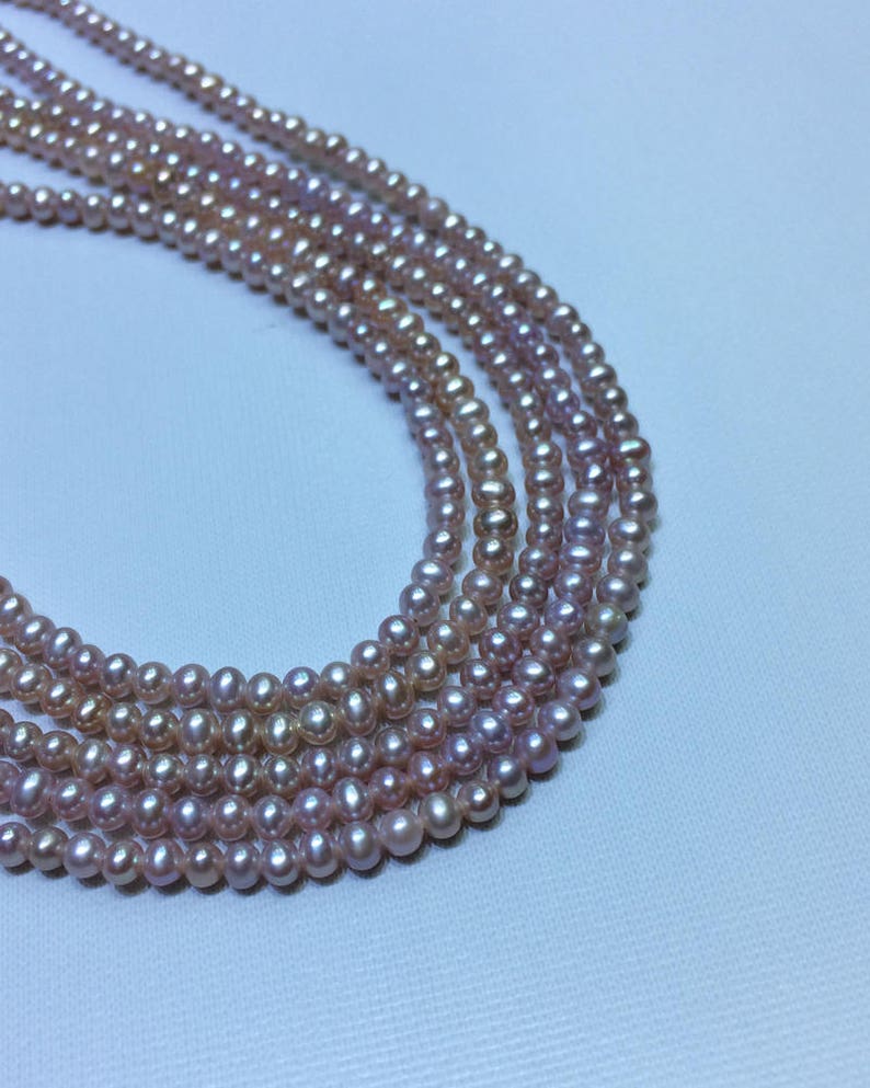 Natural Purple Pearl Necklace 2.5-3mm Freshwater Near Round Pearl Strand Cultured Pearl Beads for Earrings Bracelet ETFNS001-Pu