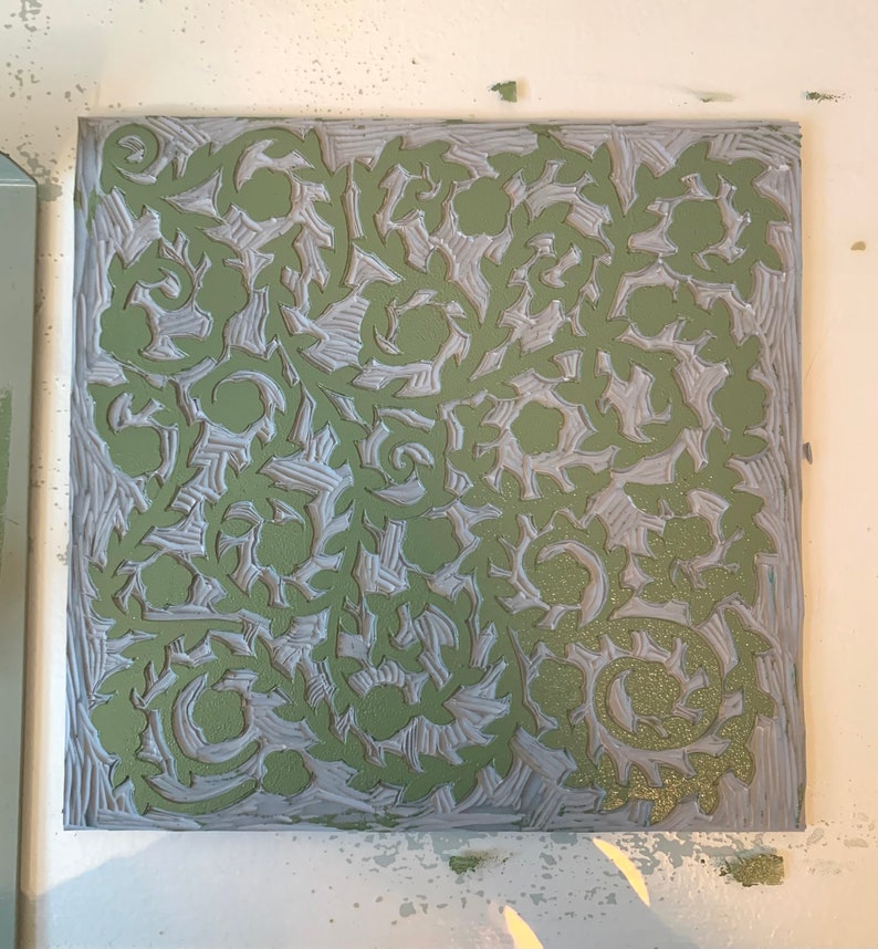 Leaf Pattern Linoleum Floral Pattern Linocut Print, 8x8 - Etsy