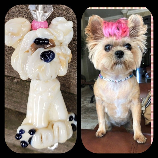 CCC lampwork bead custom dog or cat or other pet glass bead to match your picture with standard or large hole for bead pen