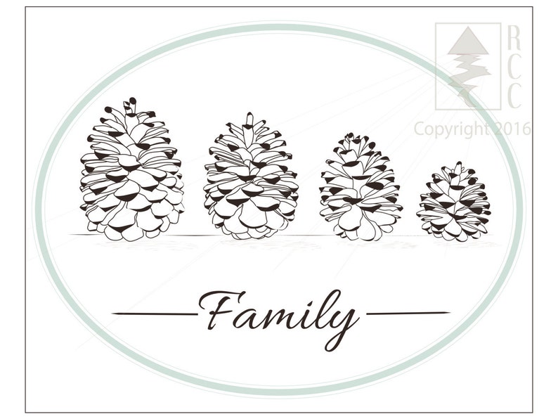 A Family of Pine Cones Family Print Family Pine Cone Art Etsy