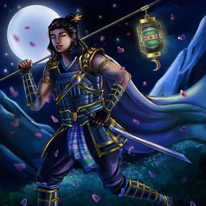 Asian Man Art Print Wall Decor Lunar Illustration | Anime Art Print | Chinese Japanese Vietnamese Asian Wall Art Illustration