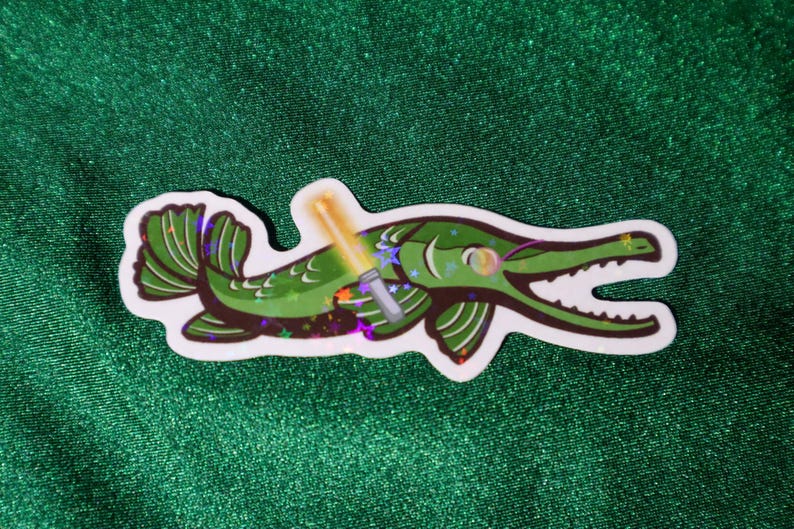 Green Fish Sticker Fishing Alligator Gar Ocean Sea Lake River Aquarium ...