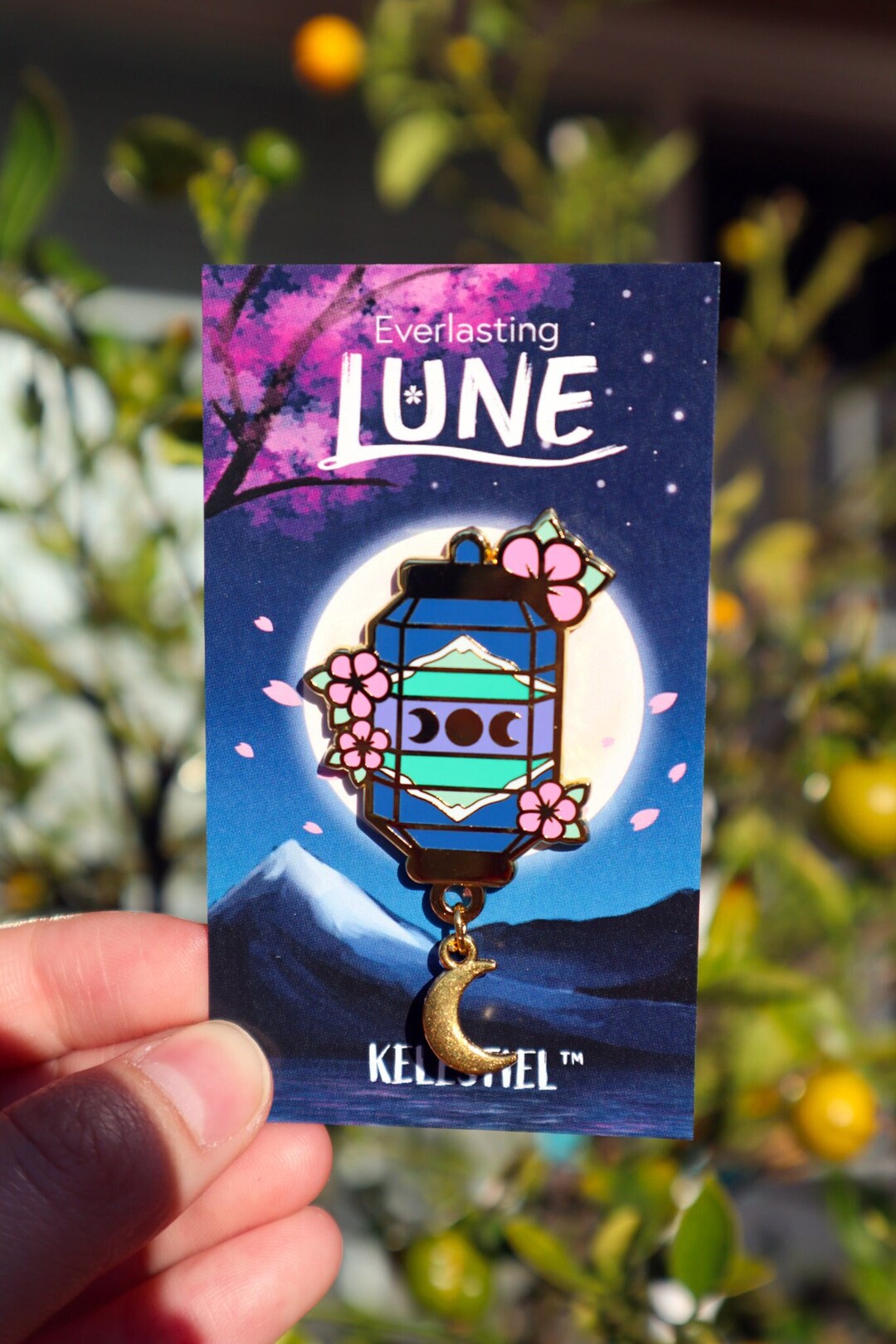 Sakura Lunar Lantern Enamel Pin Brooch | Asian Chinese Lantern Hard ...