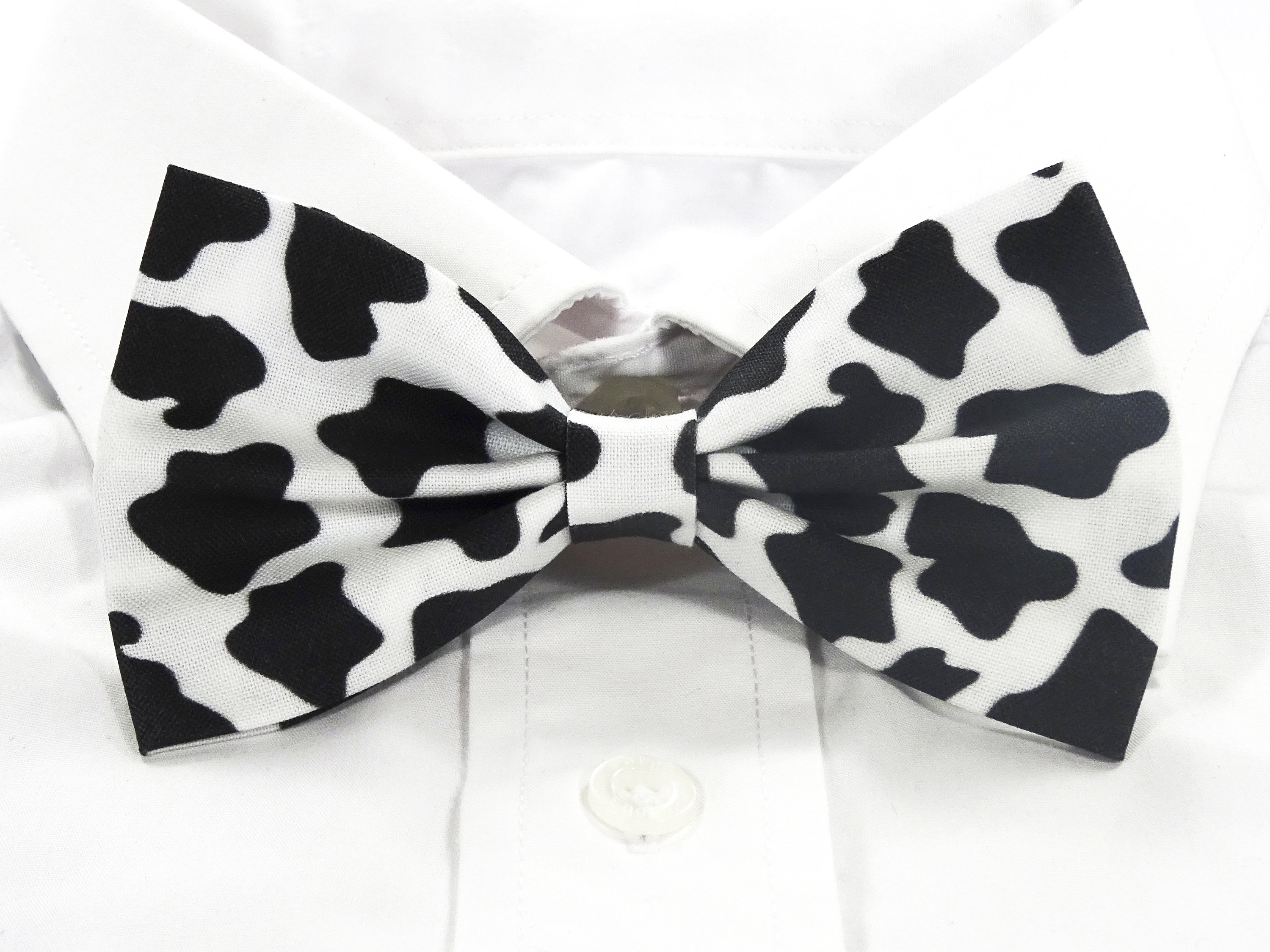 Cow Print PreTied Bow Tie Etsy