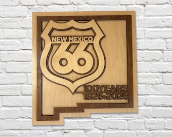 Route 66 New Mexico Centennial Sign - Wood Wall Decor - The Mother Road 100 Years 1926-2026