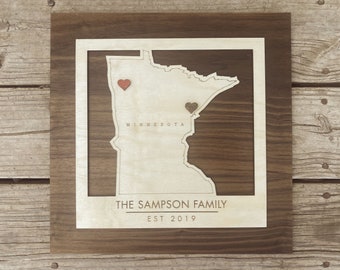 Minnesota Mapa Decoración de pared - Minnesota Gift Map Family Sign