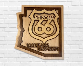 Route 66 Arizona Centennial Sign - Wood Wall Decor - The Mother Road 100 Years 1926-2026