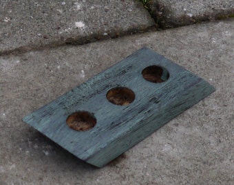 Reclaimed Oak Candle holder, Tea Light Holder Green