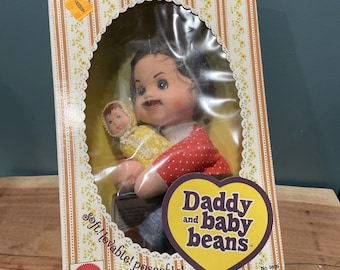 Vintage 1975 Mattel Daddy And Baby Beans Doll With Box