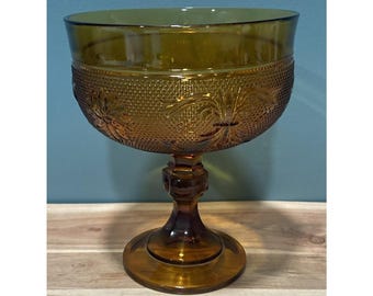 Vintage Indiana Glass Bernstein Tiara Sandwich Glas Kompott Candy Podest Schüssel