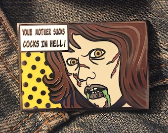 Regan MacNeil Comic Strip Pin w/ Yellow background