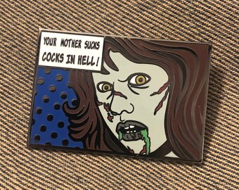 Regan MacNeil Comic Strip Pin w/ Blue background