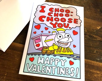 The "I Choo Choo Choose You" Valentines Day card Simpson's inspired design