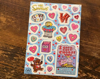 The Simpsons Valentines Day Vinyl Sticker Sheet