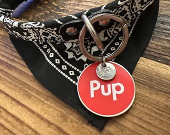 Supreme Inspired Parody "Pup" Pet ID Tag w/ Complimentary Laser Engraving