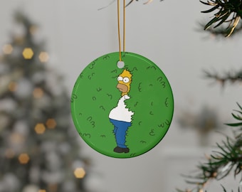 The Simpsons Inspired Disappearing Homer Christmas Tree Ceramic Ornament, 2-Side Print, (1pc, 5pcs, 10pcs)