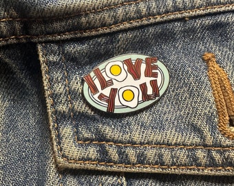 Die Simpsons inspiriert Ich liebe dich Speck und Eier Valentinstag Emaille Pin
