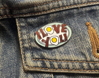 The Simpson’s Inspired I Love You Bacon and Eggs Valentine’s Day Enamel Pin