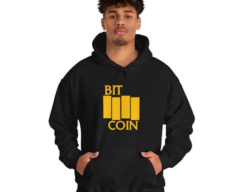 BITCOIN x Black Flag Parody Rocker Crypto Currency Unisex Hooded Sweatshirt (GOLD Variant)