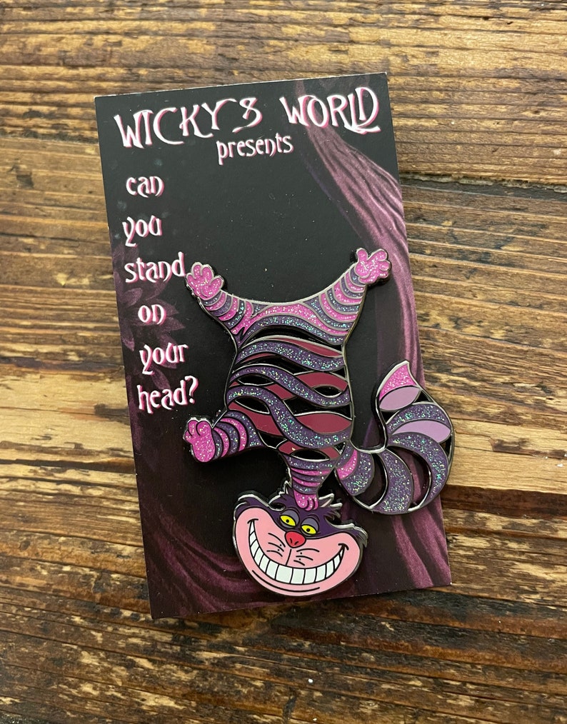 Alice in Wonderland's Cheshire Cat Head Stand Pin Hard Enamel/Glitter Variant image 4