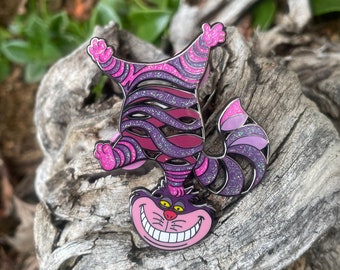 Alice in Wonderland's Cheshire Cat Head Stand Pin (Hard Enamel/Glitter Variant)