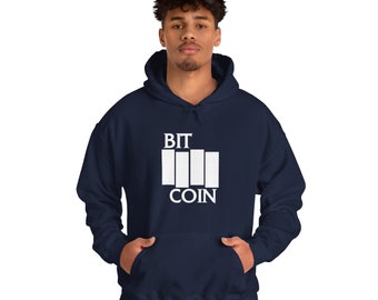 BITCOIN x Black Flag Parody Rocker Crypto Currency Unisex Hooded Sweatshirt (White Variant)