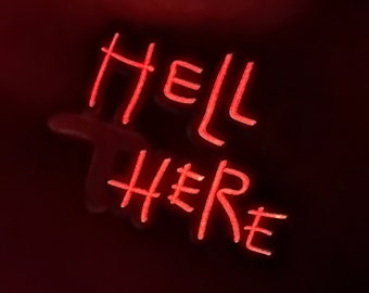 Catwoman Inspired - Hello There x Hell Here Glow in the Dark Enamel Pin & UV LED Light Keychain