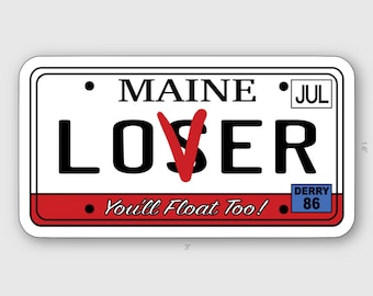 Stephen King's IT Inspired "LOVER" License Plate Sticker