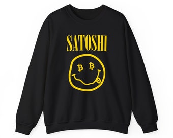 Bitcoin Crypto Currency Inspired Satoshi Unisex Heavy Blend Grunge Crewneck Sweatshirt