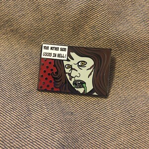 Regan MacNeil Comic Strip Pin w/ Red background image 2
