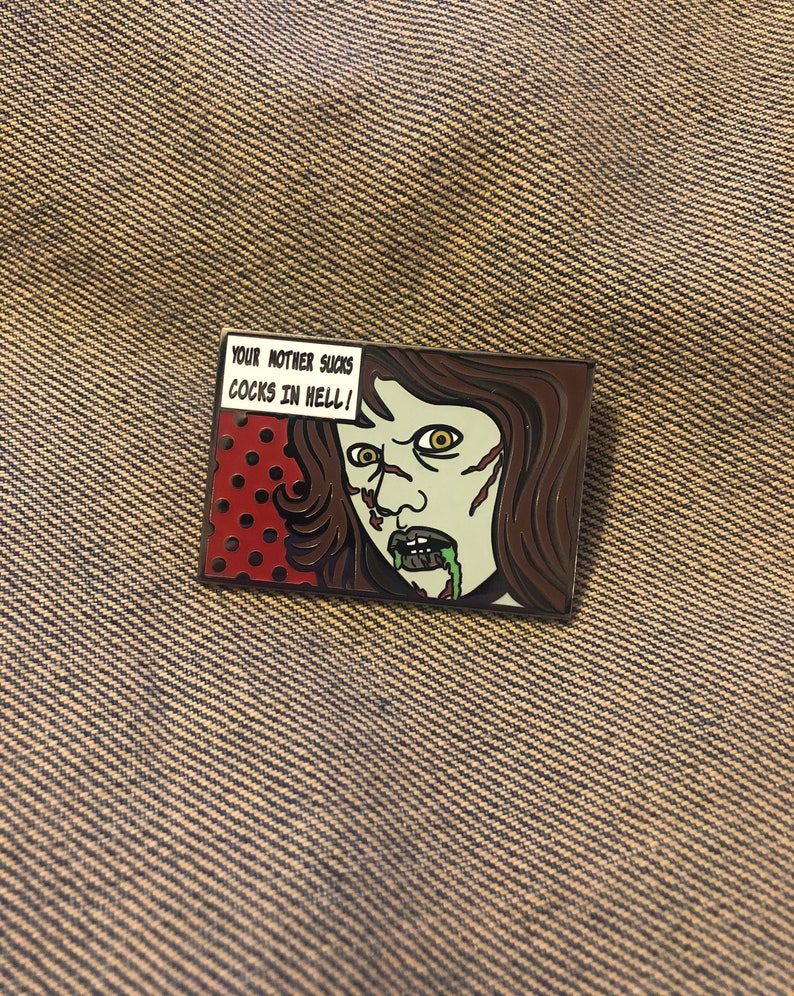 Regan MacNeil Comic Strip Pin w/ Red background image 2