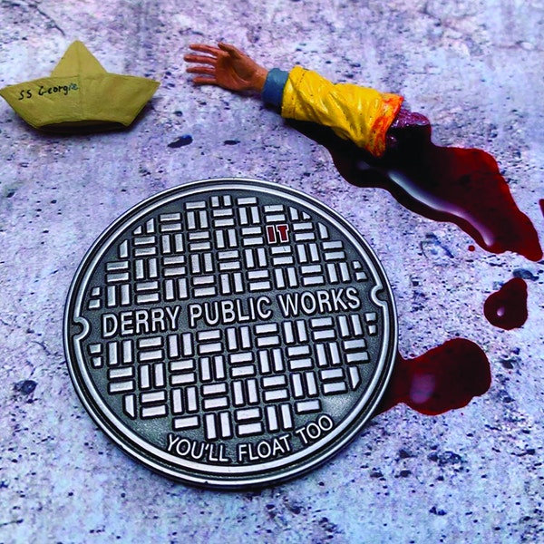 Pin de esmalte de Obras Públicas de Derry inspirado en IT de Stephen King