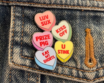 The Simpsons Inspired "Vandalized" Sweetheart Valentine Candy Hearts Enamel Pin