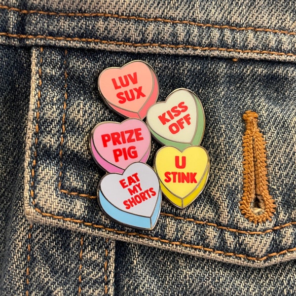 The Simpsons Inspired "Vandalized" Sweetheart Valentine Candy Hearts Enamel Pin