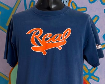 90s/00s Real Skateboards Graphic Skate Tee - Size Large 21.25" x 28.5"