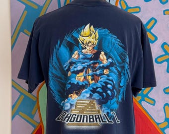 1998 Dragon Ball Z Goku Super Saiyan T-Shirt. Made in USA. Size L/XL Long 23" x 31.75"