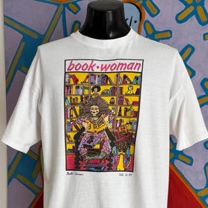 Vintage 1989 Book Woman Kiki Suarez Art T-shirt. Single Stitch