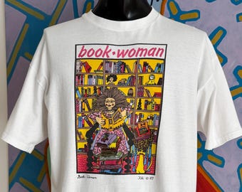 Vintage 1989 Book Woman Kiki Suarez Art T-Shirt. Single Stitch. Made in USA - Size XL 23" x 29.5"