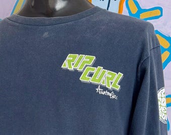 80s Rip Curl Wet Suits Australia Long Sleeve Shirt. Single Stitch. Made in Australia. Size Medium 20.5" x 27.25"