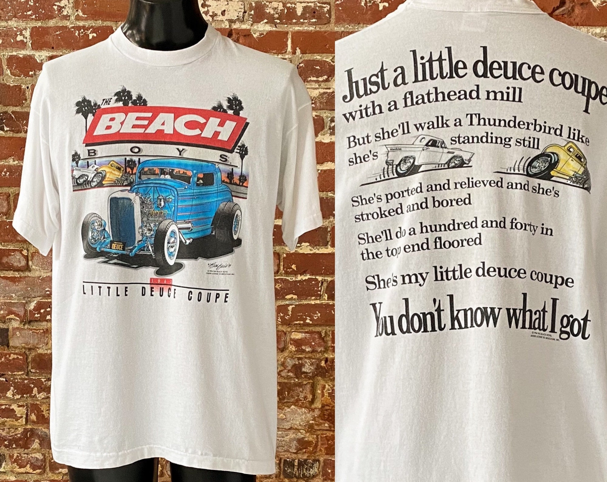 90s Beach Boys Little Deuce Coupe T-Shirt. Vintage 1994 Beach Boys Muscle Car Tee. Fruit of the Loom Single Stitch Made in USA - Size XL