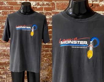 90s Monster Cable Products Inc. “I Am A Monster” T-Shirt. Vintage 1990s Monster Cables Graphic Promo Tee Single Stitch - XL 23" x 28"